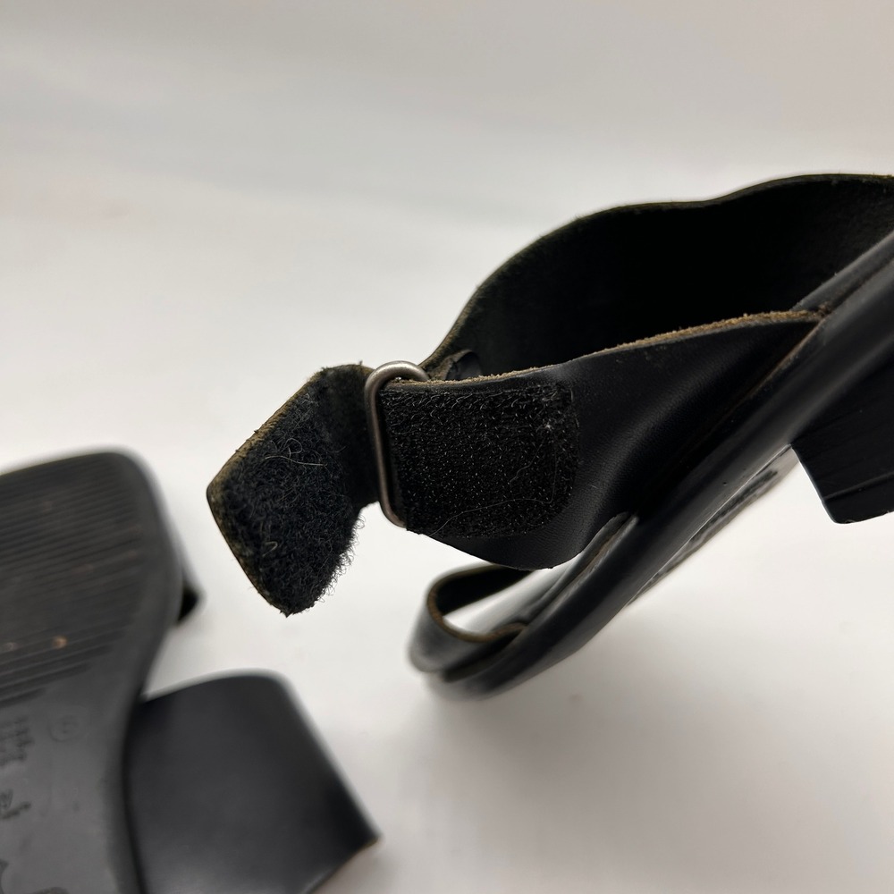 Montego Bay Club Womens Black Leather Slide Sandals Square Toe Low Heel Size 8 - Picture 7 of 7